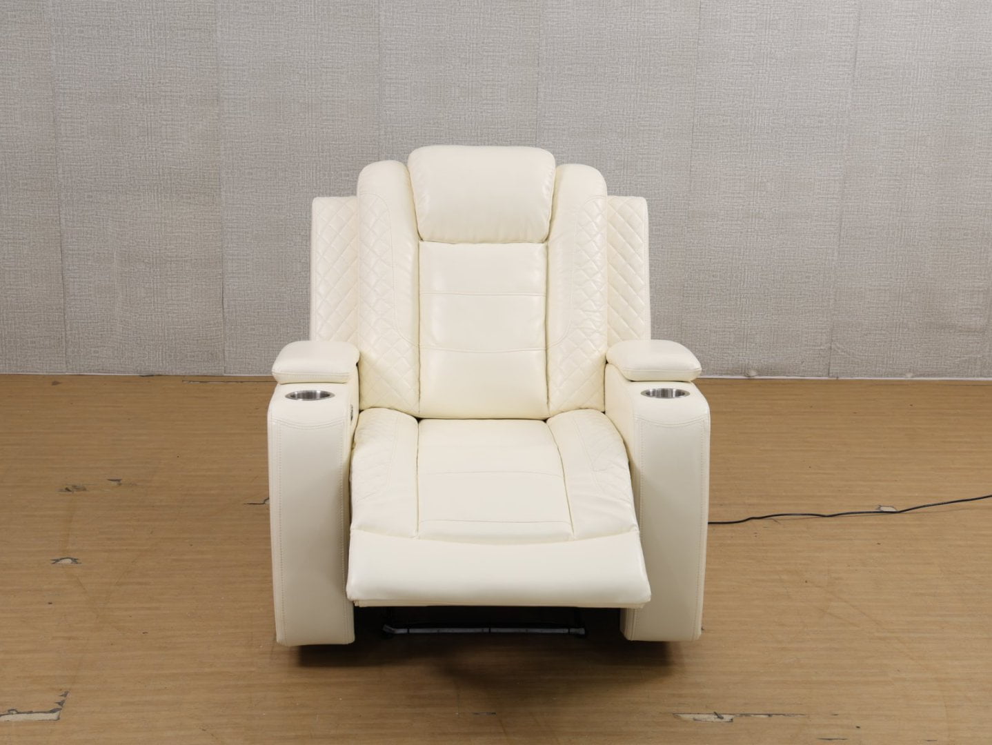 White Breathing Leather Living Room Recliner Chair