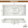 thumbnail image 3 of Boyel Living 49" x 22" Bathroom Vanity Top White Carrara Natural Marble Single-Sink Countertop with Backsplash Side Splash Bull Nose Edge, 3 of 8