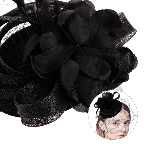 HEMOTON 1Set Fascinator Hats for Women Organza Material Black Color for Mother's Day