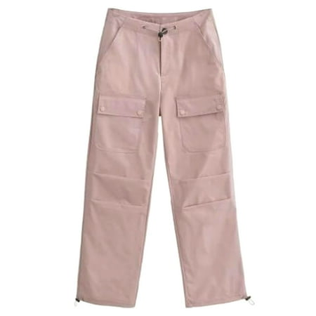 

Akiihool Women Pants Casual Womens Smocked Ruffle High Waisted Wide Leg Pants Casual Loose Yoga Lounge Pajamas with Pockets (Pink L)