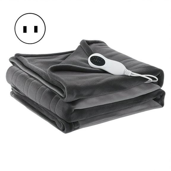 Dual-Sided Flannel Electric Heating Blanket, 10 Levels Adjustable Temperature Over-Heat Protection Heated Quilt, Auto-off 1-12 Hours Time Settings Thickened Winter Heated Blanket-US Plug,1