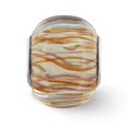 thumbnail image 3 of Reflection Beads Sterling Silver Hand Blown Brown & White Striped Glass Charm, 3 of 5