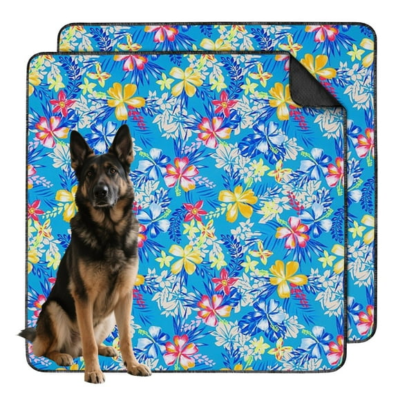 2-Pack Floral Design House Training Pads 48x48 Inch Washable Reusable Dog Potty Mats, Non-Slip Puppy Pad for Big Breed Indoor Floor Protection