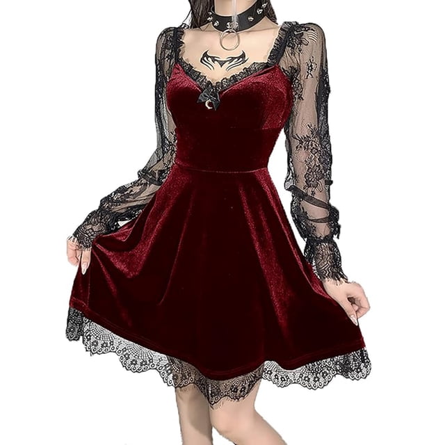 Vestido gótico, vestido de cóctel, vestido de noche, vestido de fiesta, vestido de encaje, vestido de encaje