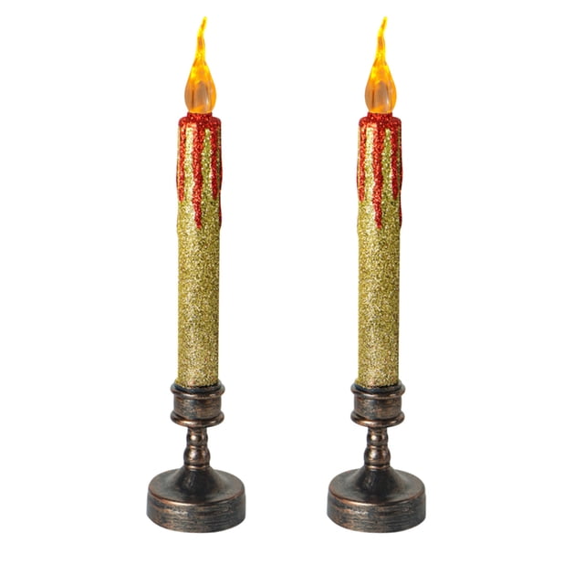 Led Light Bulb,Halloween Electronic Candle Set with Flickering Flames and Decorative Holders
