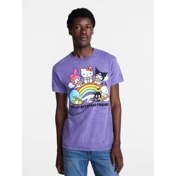 Hello Kitty and Friends Rainbow Men's and Big Men's Tie Dye Tee, Sizes S-3XL
