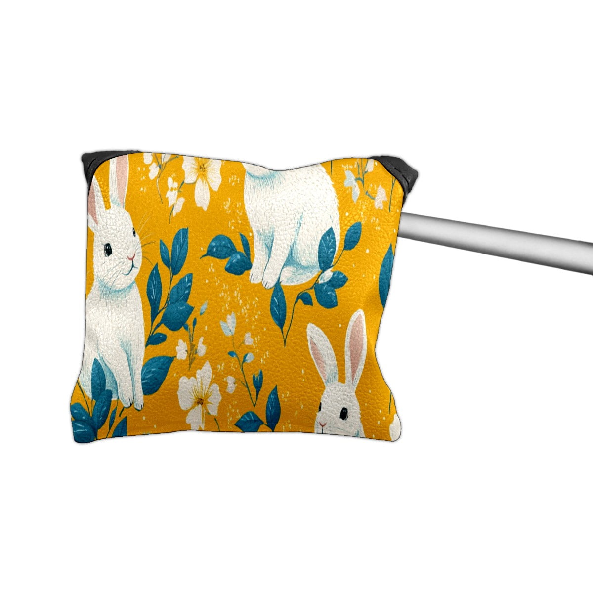 Golf Mallet Putter Cover Premium Leather Waterproof Golf Putter Head Cover with Magnetic Closure White Rabbit