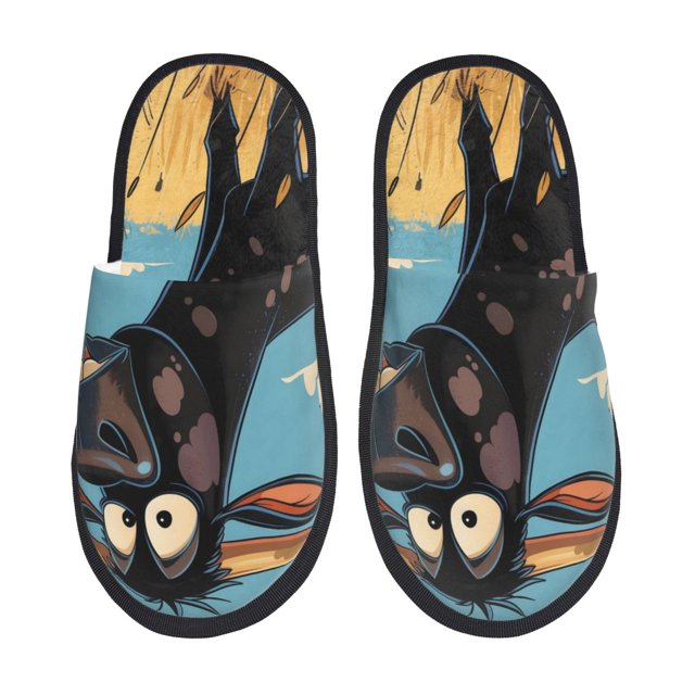 Fotbe Whimsical Cartoon Cow Pantuflas Peludas para Mujer con Estampado, Zapatillas de Peluche, Zapatos de Invierno para Casa, Uso Interior y Exterior-Large