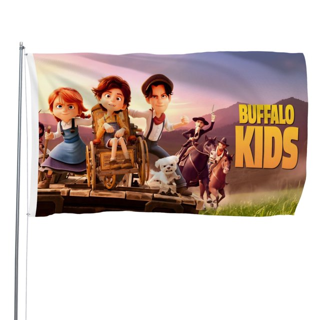 Buffalo Kids Bandera impresa con temática, regalo perfecto para fanáticos, amigos y familiares, y adecuada para actividades al aire libre e interiores, decoraciones de fiesta. 120*180CM