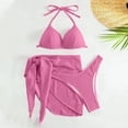 thumbnail image 4 of ylioge Swimsuit Sets for Women, Womens Three Piece Bikini Sets Casual Skirts Solid Color Halter Holiday Beach Bathing Suits Summer, 4 of 4
