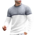 thumbnail image 3 of UVEASISHA Mens Waffle Long Sleeve Shirt Colorblock Print Crewneck T-Shirts Big and Tall Casual Slim Fit Pullover Tops Fall Winter Knit Tee Shirt Today Sales, 3 of 8
