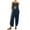 Navy, variant on jsaierl Wide Leg Linen Jumpsuits for Women, Women Fashion Casual Printed Pocket Romper Long Playsuit Strap Button Jumpsuit