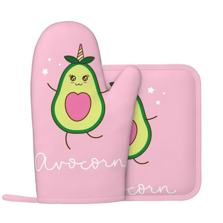 

Cute Avocado k Oven Mitts and Pot Holders Sets Heat Resistant Silicone Oven Mitts Pot Holders for Kitchen Cooking Baking Non-Slip Oven Gloves Hot Pads Potholders