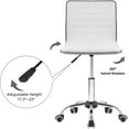 thumbnail image 4 of XiHuaZhaoChen Modern Adjustable Low Back Armless Ribbed Task Office Desk Vanity Swivel Rolling Leather Computer Conference Chair (White), 4 of 9