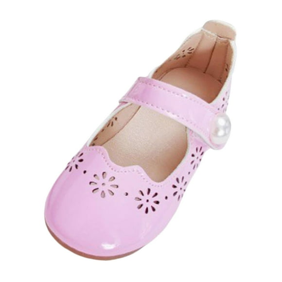 Zanarzt Baby Girls Mary Jane Flats Dress Shoes New Girls Princess Shoes with Hollow Out Design Fashionable Soft Soled Leather Shoes Pink,5-5.5 Years