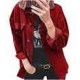 thumbnail image 3 of Juebong Womens Fashion Corduroy Shackets Button Down Jackets Tops Fall Trendy Long Sleeve Retro Utility Coat Outwear with Pockets Red,M, 3 of 8