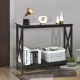 thumbnail image 5 of Barara King Console Table, Entryway Table, Console Sofa Table, Display Shelf,2-Tier Console X-Design Sofa Side Accent Table-Espresso, 5 of 12