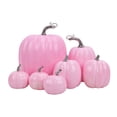 thumbnail image 4 of 7 Pcs Assorted Sizes Artificial Pumpkins Fall Decor Fake Faux Foam Pumpkins for Halloween Thanksgiving Harvest Home Table Decor (Pink), 4 of 7
