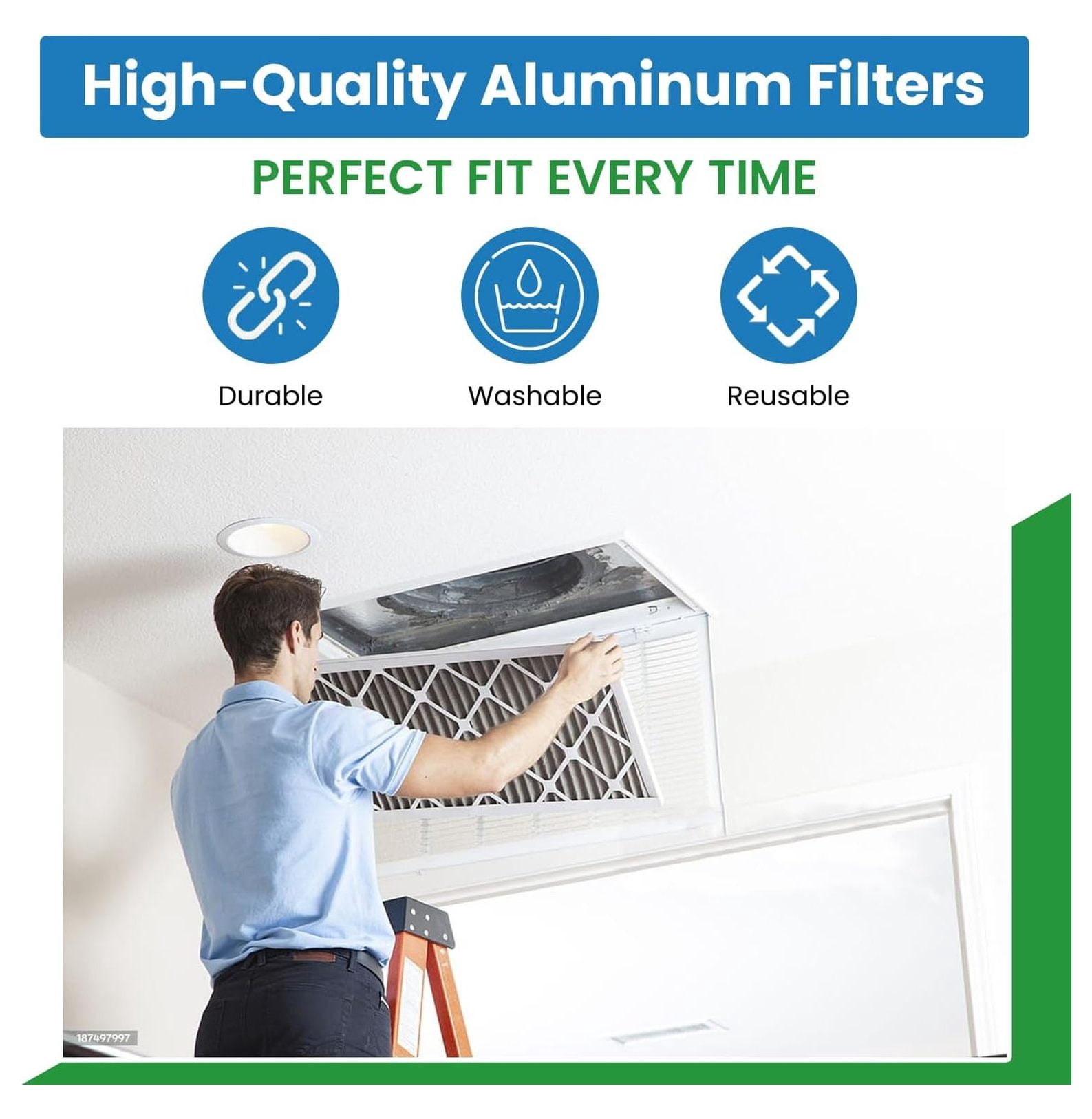 Replacement Aluminum Filters Compatible with 97007725, S97007725, Sears/ S97007725,G-8184,RHF0813-8-7/8 X 23-7/8 X 3/8 (2-Pack) 2PTLS 2TSLS