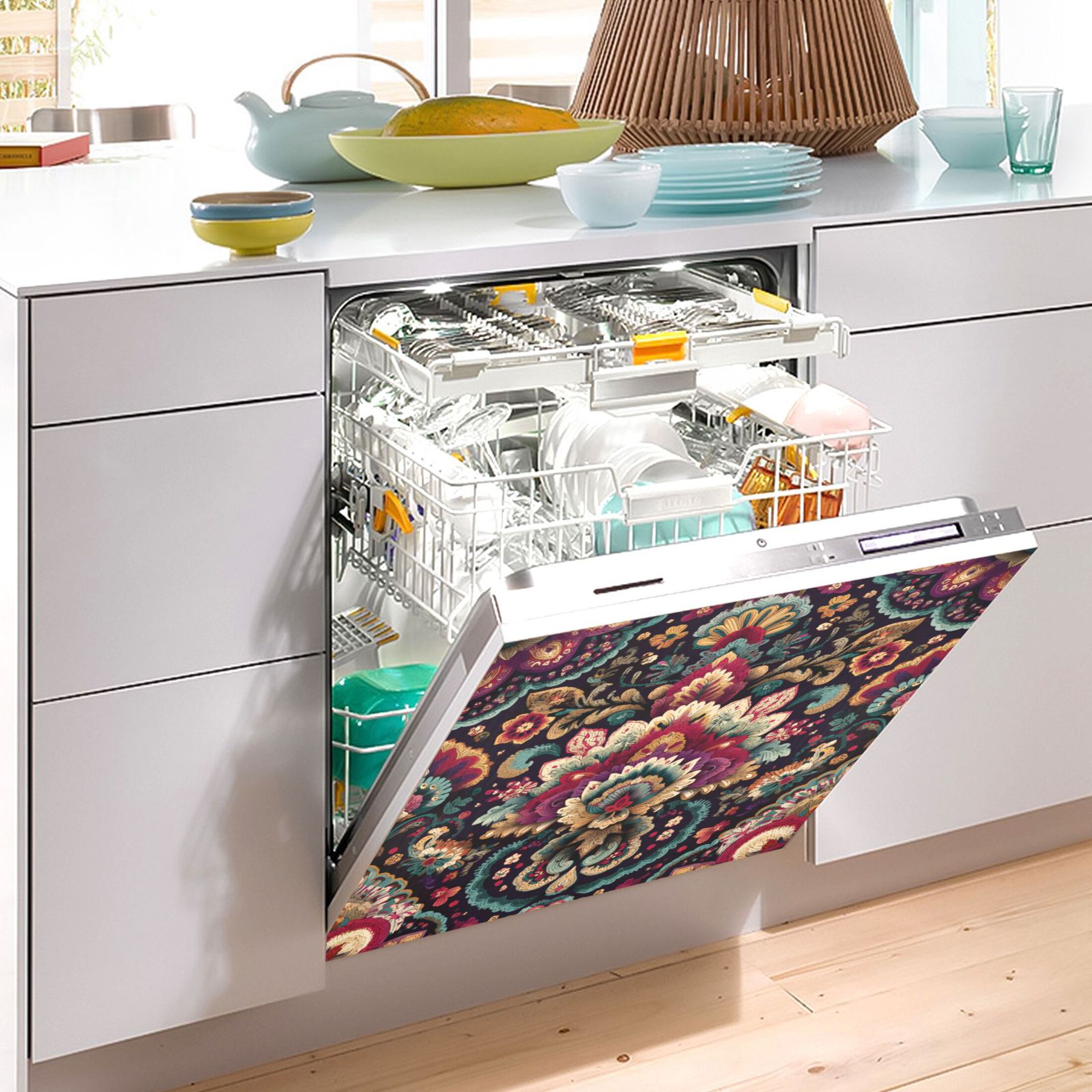 Dishwasher Sticker Magnetic Dishwasher Sticker Magnetic Decorative Sticker Refrigerator Sticker Dishwasher Decorative Stickers Seamless Colored Pattern