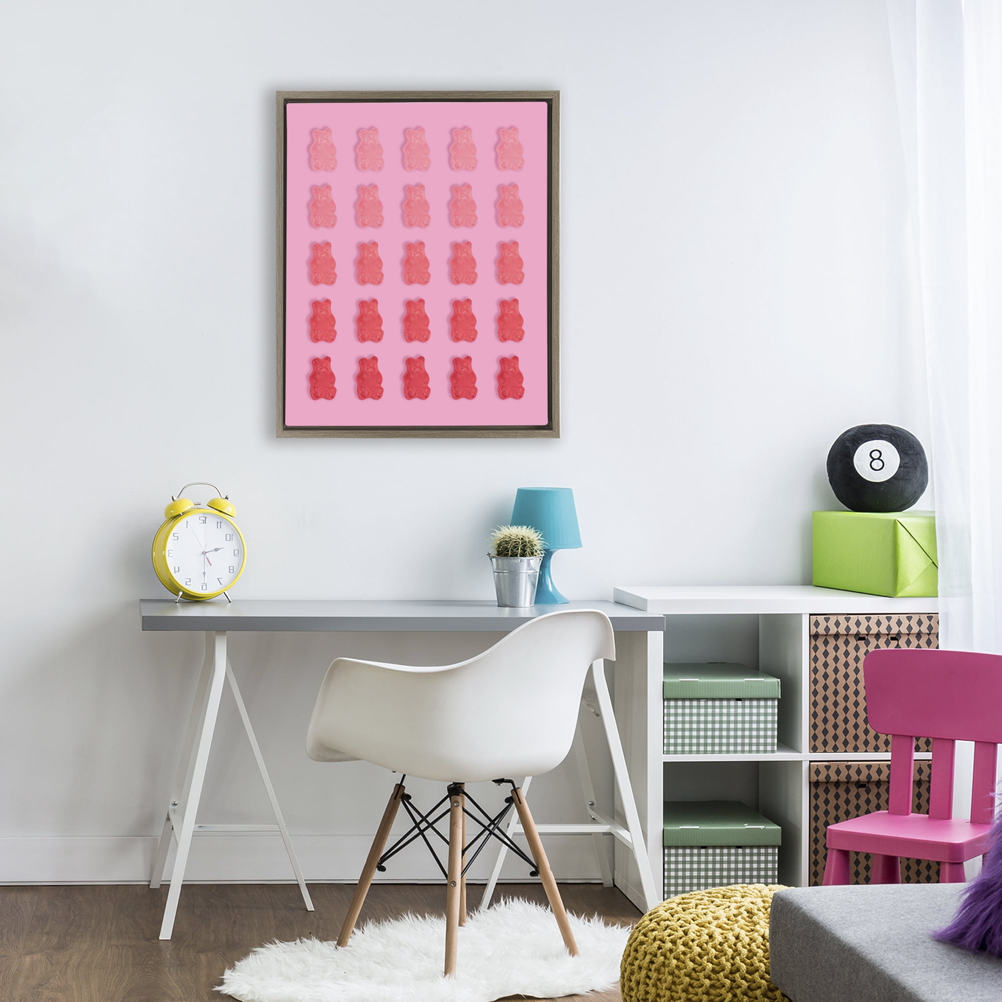 Stupell Industries Pink & Red Bear Gradient Brown Framed Floater Canvas Wall Art, design by LISH Creative