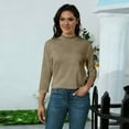 thumbnail image 5 of Lumtrix 3/4 Sleeve Tops For Women Loose Fit Mock Neck Cute Shirts Casual Layering Basic Tees Loose Fit Pullover Blouse Khaki S, 5 of 7
