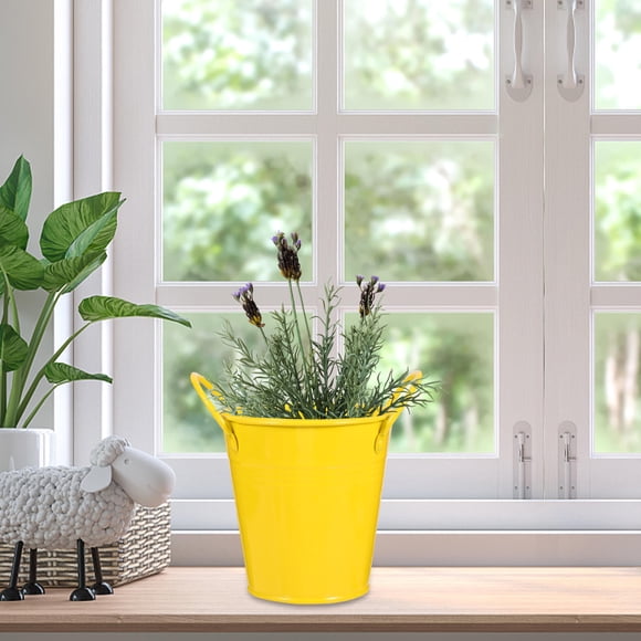 WASHWEPE 4Ud Macetas Metálicas Con Doble Asa Para Plantas Uso En Jardín Y Interior