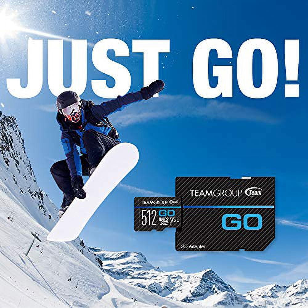 TEAMGROUP GO Card 256GB Micro SD Card for GoPro & Action Cameras, MicroSDXC UHS-I U3 High Speed Flash Memory Card with Adapter for Outdoor, Sports, 4K Shooting TGUSDX256GU303