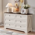 thumbnail image 4 of 6 Drawers Dresser for Bedroom, 52" White Wood Chest of Drawers with Metal Vintage Handle, Farmhouse Storage Dressers Organizer TV Stand for Living Room, Hallway, 4 of 8