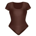 thumbnail image 4 of Viluyesy Shapewear for Womens, Tummy Control Scoop Neck Short Sleeve Seamless Comfort Thong Bodysuit Coffee, 4 of 4