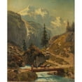 thumbnail image 2 of Adolf Conrad Mosengel 20x24 Gold Ornate Framed and Double Matted Museum Art Print Titled - Birgsbach Im Hochgebirge (1873), 2 of 4