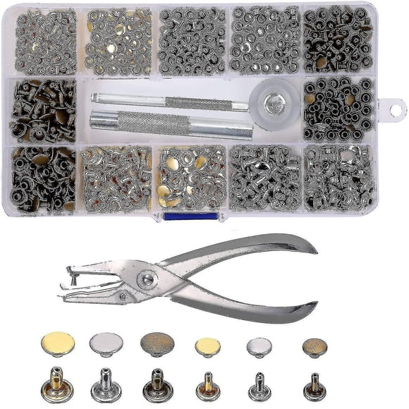 Leather Rivets 240 Set 2 Sizes Double Rivet Tubular Metal Studs With 3 Pieces Fixing Tool And Punch Diy Leather Craft Pliers Replacement Rivets 3 Colo