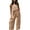 Apricot, variant on Women's Off Shoulder Jumpsuit Printed Belted Elastic Waist Wide Leg Romper with Pockets, Apricot, Small