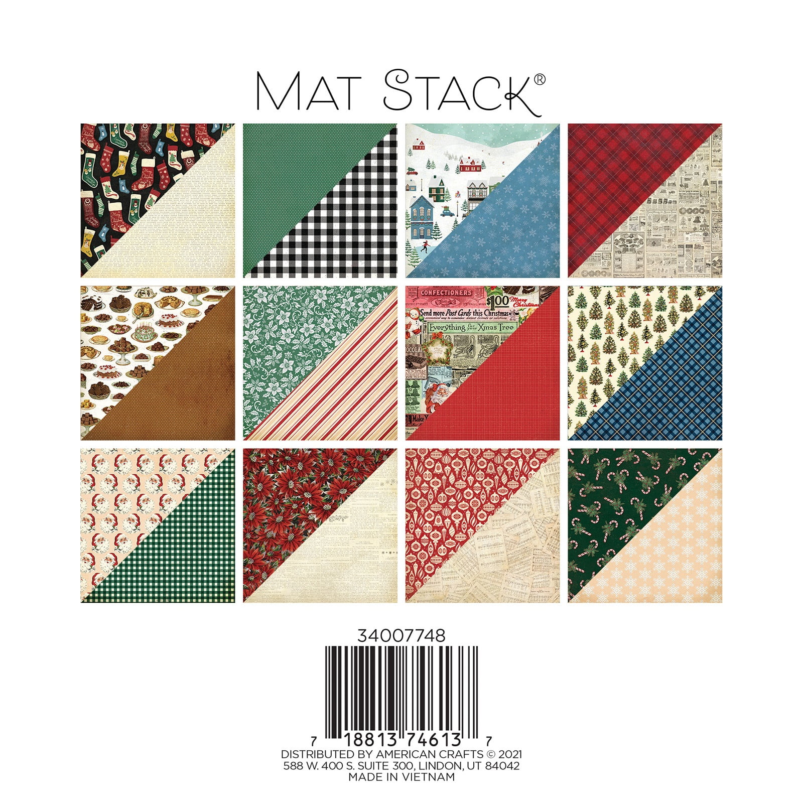 DCWV Double-Sided Cardstock Mat Stack 6'X6' 24/Pkg-Christmas Carol, W/Silver Foil