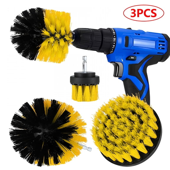 ACDANC 3Pcs Car Electric Wash Brush Set Hard Bristle Drill Auto Detailing Cleaning Tool Drill Brush for Car Detailing