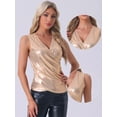 thumbnail image 2 of DARING DIVA Shiny Metallic Tank Top for Women's Sleeveless V Neck Shirt S Light Pink, 2 of 6