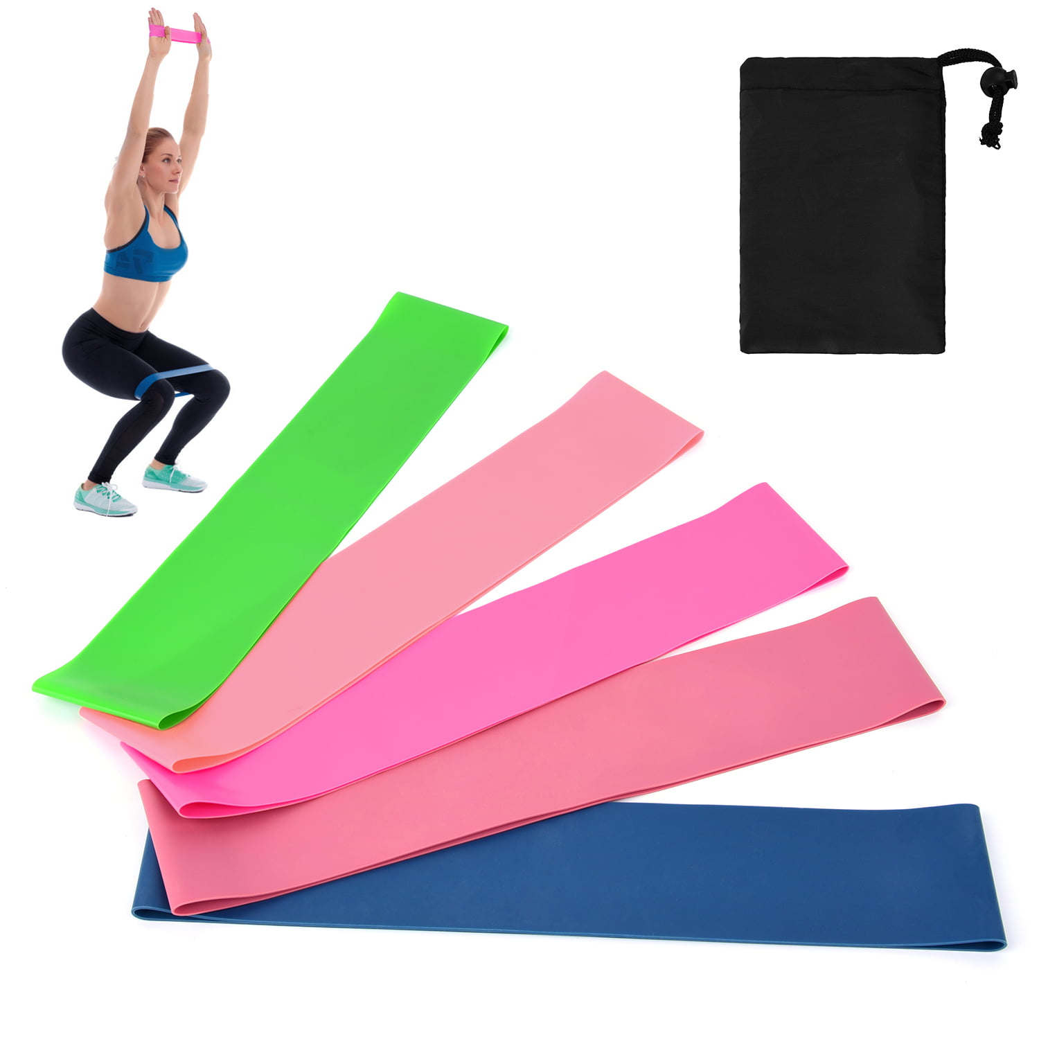 Home Gym Fitness Yoga Stretch Exercise Elastic Resistance Loop Bands Set of 4 