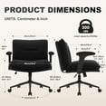 thumbnail image 3 of Cross Legged Office Chair with Wheels and Flip-Up Arms, Ergonomic Criss Cross Desk Chairs with Fabric Padded, Height Adjustable Wide Seat Swivel Chair for Home Office, Bedroom Vanity (Black), 3 of 9