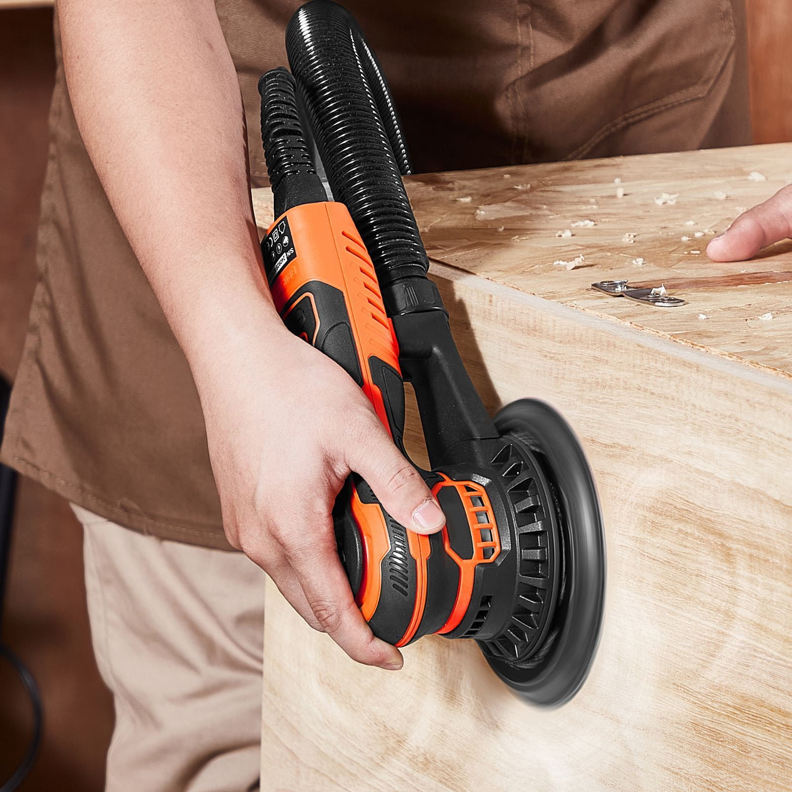 Random Orbital Sander 5/6 Inch 350W Brushless 6 Speeds with 20 Sandpapers for Wood Metal Paint