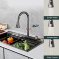 thumbnail image 4 of Black Stainless Steel Single- Bowl Drop - in Kitchen Sink with Integrated Drain and Overflow Design, 4 of 10