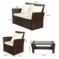 thumbnail image 5 of 4-Piece Outdoor Sectional Sofa Set, PE Rattan Conversation Set with Arm Chairs, Tea Table and Cushions, All-Weather Cushioned Sofa Furniture Set for Backyard, Patio, Porch, Garden, Poolside, K3029, 5 of 9