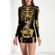 thumbnail image 3 of Vestido de uniformes de enfermera con cuello redondo ajustado ropa de fiesta Vintage de manga larga para mujer, 3 of 9
