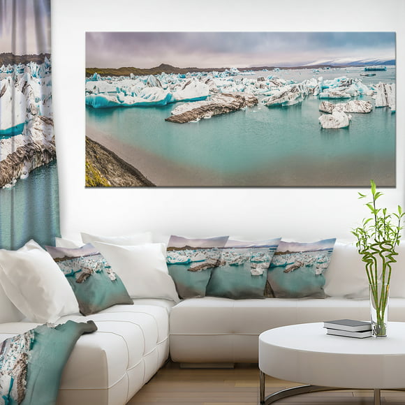 Lac Plein d'Icebergs Panorama - Toile de Paysage Art Imprimer