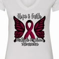 thumbnail image 4 of Inktastic Multiple Myeloma Cancer Awareness Hope & Faith with Butterfly Ribbon Women's V-Neck T-Shirt, 4 of 5