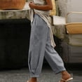 thumbnail image 5 of Delayuji Linen Pants Women Summer Casual Capri Pants for Women with Pocket Drawstring Loose Lightweight Pants High Elastic Waisted Trousers Pants for Women, 5 of 6