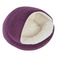 thumbnail image 2 of Nido para mascotas con forma de concha, cómodo y cálido nido de felpa para perros pequeños, cama semicerrada para gatos, color morado, con techo rígido., 2 of 14