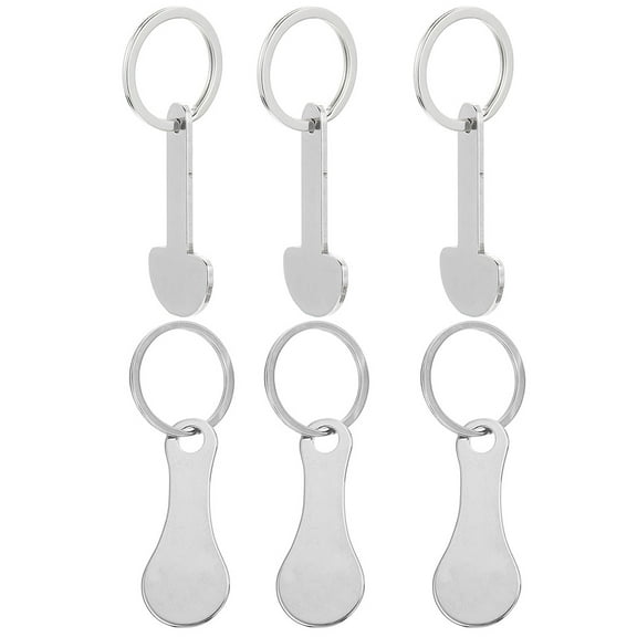 6Pcs Shopping Trolley Token Key Coins Key Ring Set