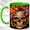 Green, variant on Floral Skull Coffee Mug, Gothic Flower Mug, Ceramic 11 oz