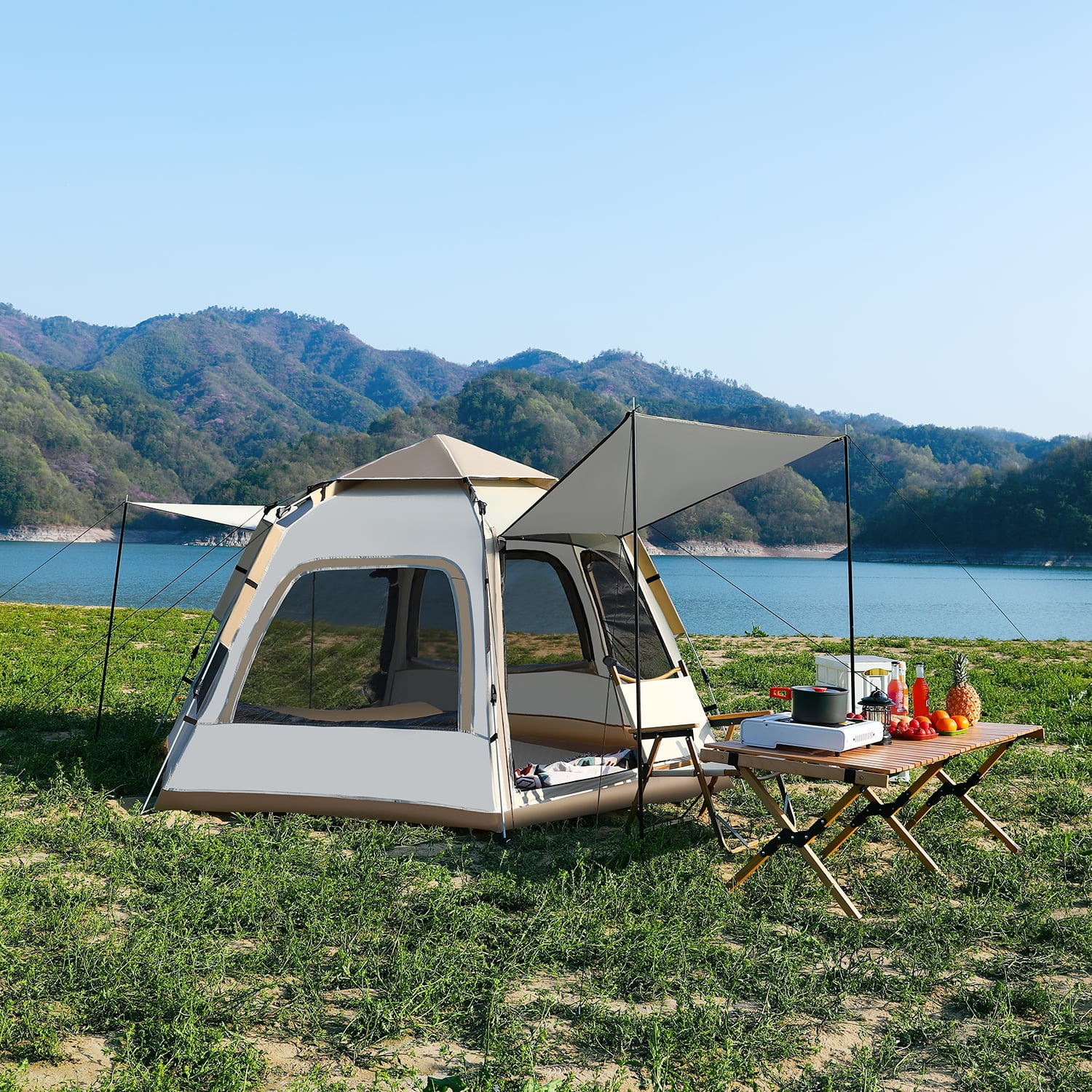 Mapskey 4-6 Person Tents for Camping,Portable Waterproof Large Glamping Tents for Outdoor Family