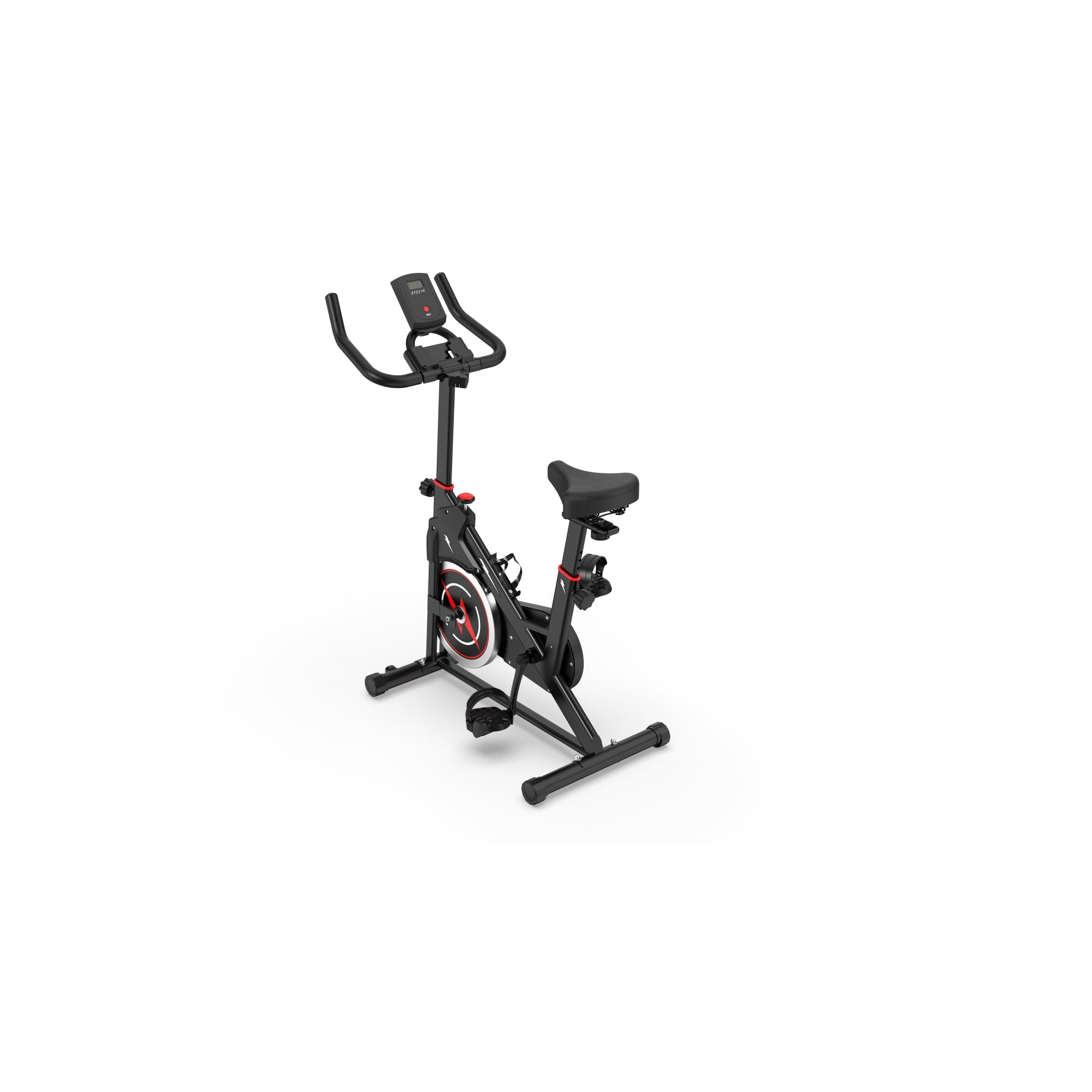 Leumius Indoor Exercise Bike,Stationary Cycling Bike with Monitor and Adjustable Resistance,Stable Base,Space Saving, Cardio Training, 330 lb Capacity,Black+Red